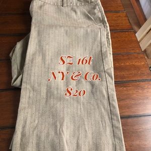NY & Company tan pinstripe dress pants 16t